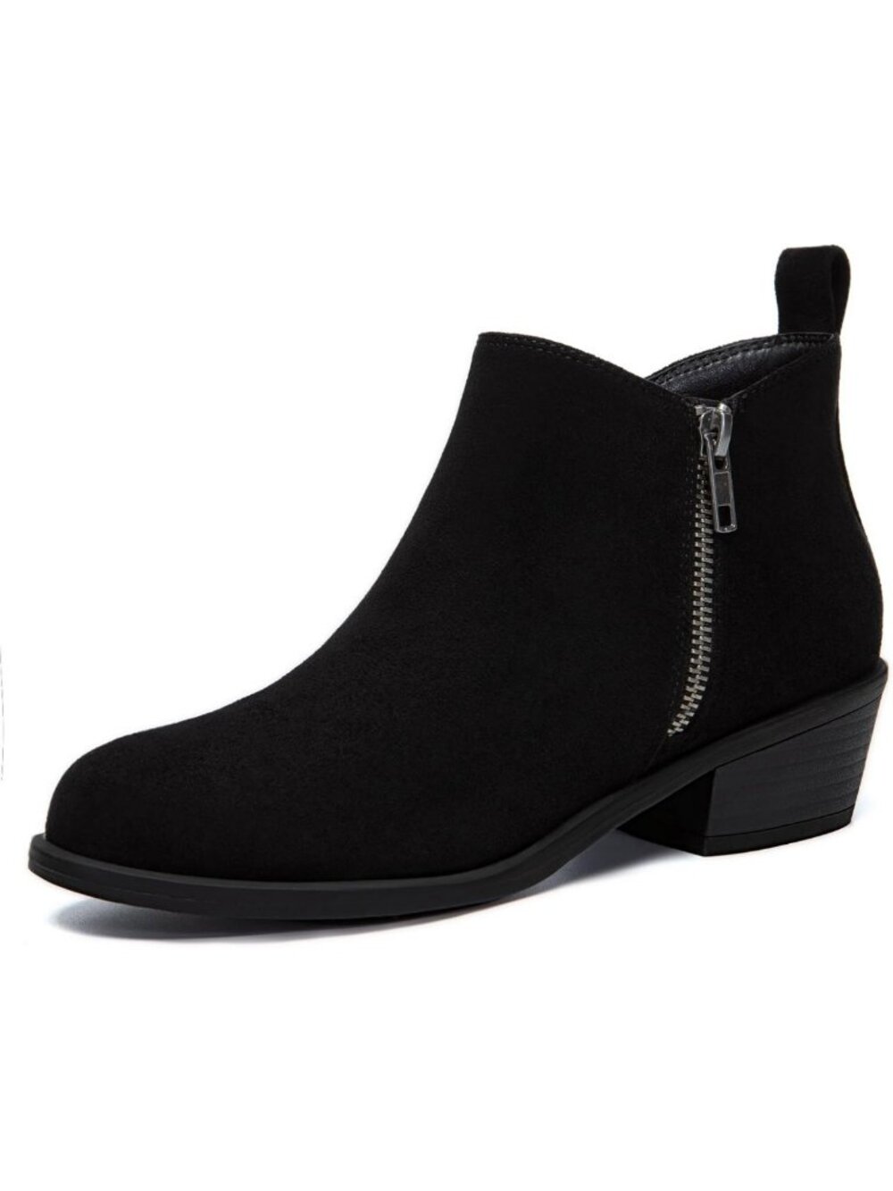 Stylish Chunky Low Heel Ankle Boots with Side Zipper for Women - Trendy Footwear